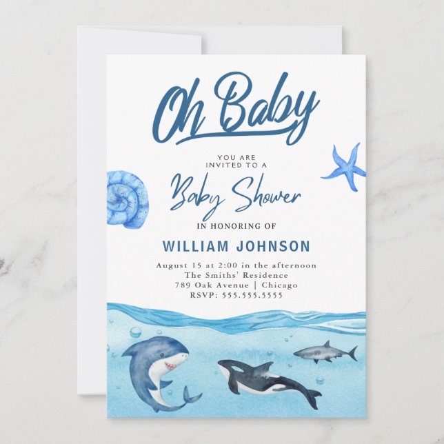 Oh Baby! Ocean & Sea Baby Shower Invitation (Front)