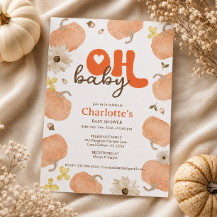Oh Baby Orange Pumpkin Baby Shower Invitation
