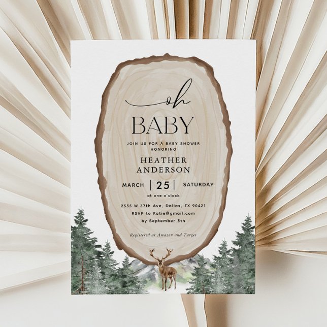 Oh Baby Outdoor Mountain Forest Baby Shower Invitation (Creator Uploaded)