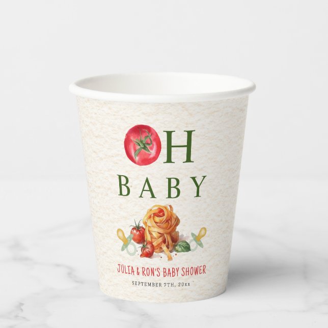 Oh Baby Pasta & Pacifiers Baby Shower Paper Cups (Front)