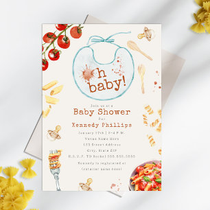 Oh Baby Pasta & Pacifiers Boy Baby Shower Invitation