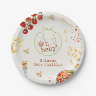 Oh Baby Pasta & Pacifiers Neutral Baby Shower Paper Plate