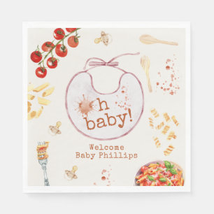 Oh Baby Pasta & Pacifiers Pink Girl Baby Shower Napkin