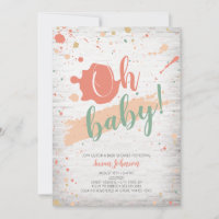 Oh Baby Pastel Paint Splatter Brick Baby Shower