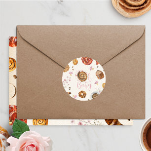 Oh Baby Pastries + Pacifiers Girl Baby Shower Classic Round Sticker