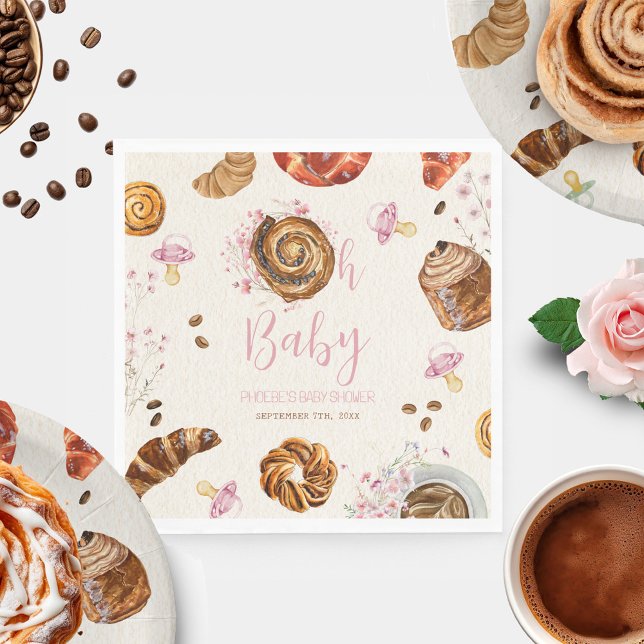 Oh Baby Pastries + Pacifiers Girl Baby Shower Napkin (Creator Uploaded)