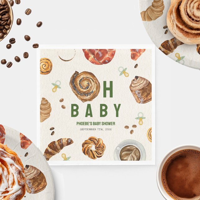 Oh Baby Pastries + Pacifiers Neutral Baby Shower Napkin (Creator Uploaded)