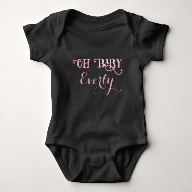 Oh Baby Personalised Pink Girly Girl Baby Bodysuit (Front)