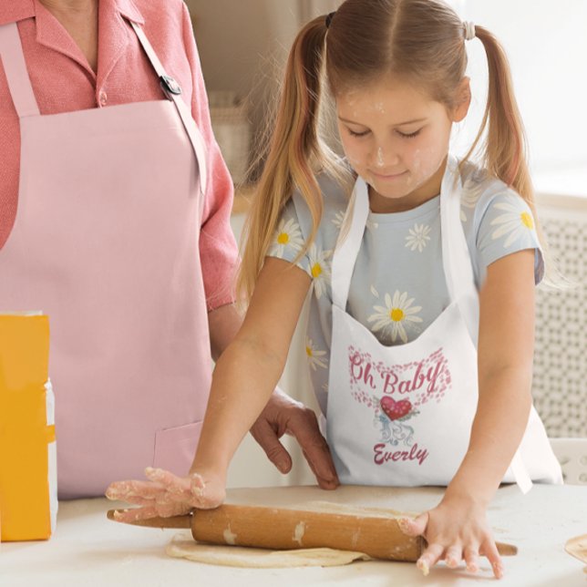 Oh Baby Personalised Pink Girly Girl Kids Apron (Creator Uploaded)