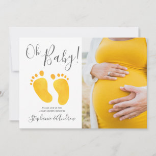 Oh Baby Photo Yellow Feet Baby Shower Invitation