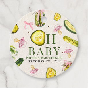 Oh Baby Pickles & Pacifiers Pink Girl Baby Shower Favour Tags