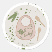 Oh Baby Pink Bib Spoon Fork Peas Baby Shower