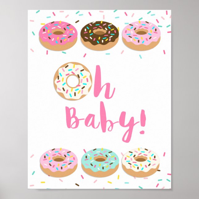 Oh Baby! Pink Doughnut Sprinkle Shower Sign (Front)