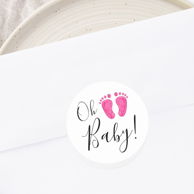 Oh Baby Pink Feet Classic Round Sticker (Creator Uploaded)