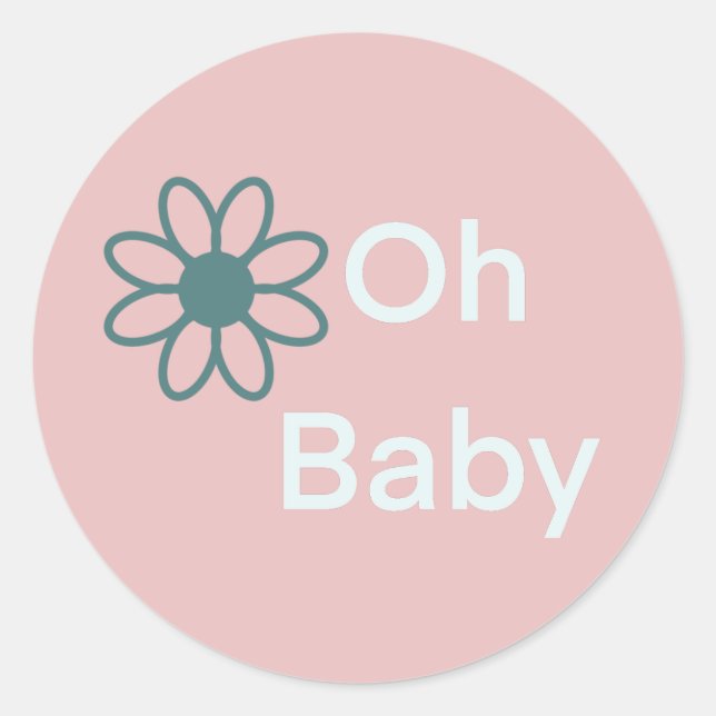 Oh Baby Pink Floral Daisy  Classic Round Sticker (Front)
