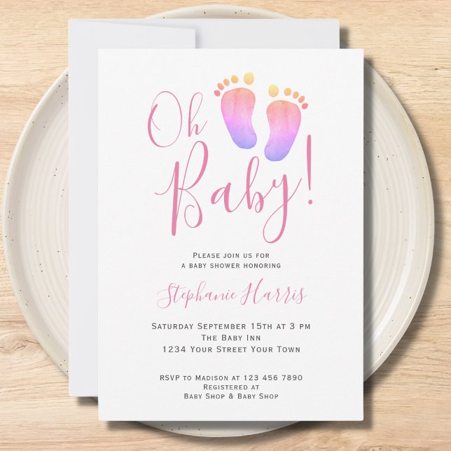 Oh Baby Pink Girl's Baby Shower Invitation (Creator Uploaded)