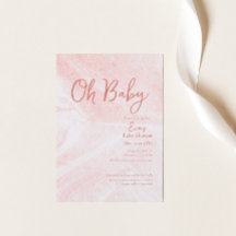 Oh Baby Pink Marble Girl Baby Shower Invitation