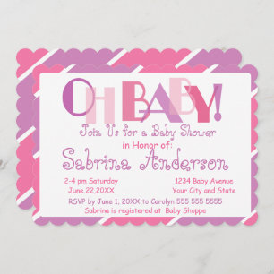 Oh Baby Pink Modern Whimsical Baby Shower Invitation