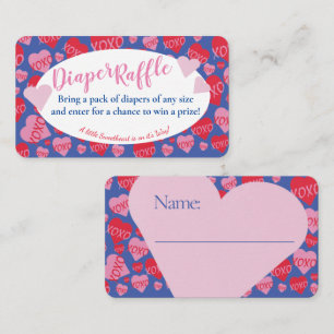 Oh Baby Pink Red Sweethearts Diaper Raffle Blue Enclosure Card
