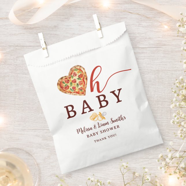 Oh Baby Pizza and Pacifiers Baby Shower Favour Bag (Clipped)