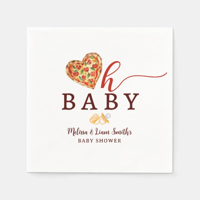 Oh Baby Pizza and Pacifiers Baby Shower Napkins –  (Front)