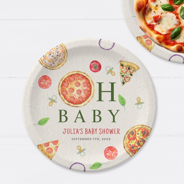 Oh Baby Pizza + Pacifiers Baby Shower Paper Plate (Creator Uploaded)