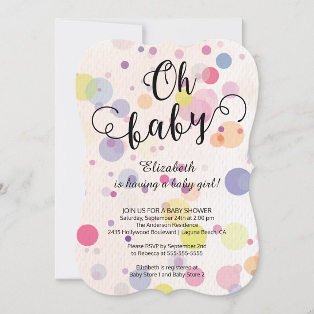 Oh Baby! Polka Dots Neutral Baby Shower Invitation (Front)