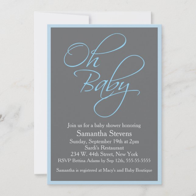 Oh Baby Posh Baby Shower for Boy Invitation (Front)