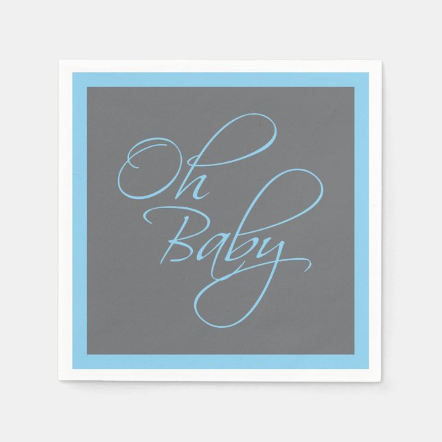 Oh Baby Posh Baby Shower for Boy Napkin (Front)