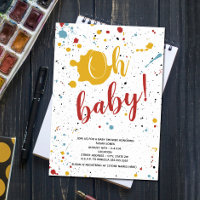 Oh Baby Primary Paint Splatter Neutral Baby Shower