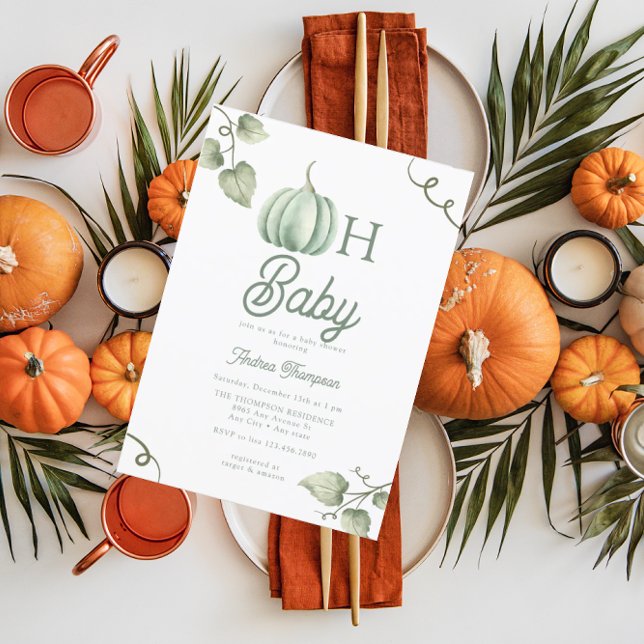 Oh Baby | Pumpkin Baby Shower  Invitation (Creator Uploaded)