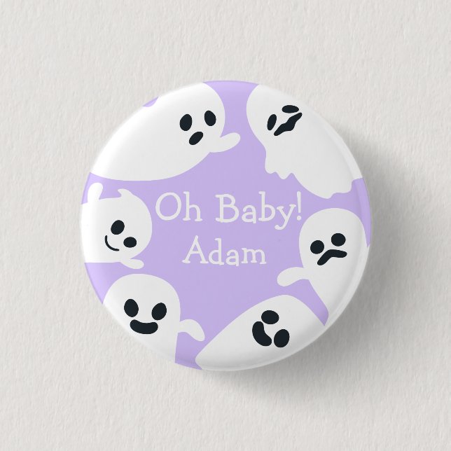 Oh Baby! Purple Halloween Fall Baby Shower 3 Cm Round Badge (Front)