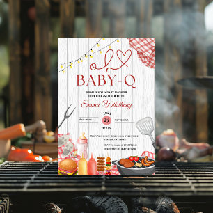 Oh Baby-Q Baby Shower Girl Rustic BBQ Invitation