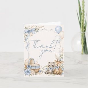Oh Baby Racoon and Deer Baby Shower Thank You Card