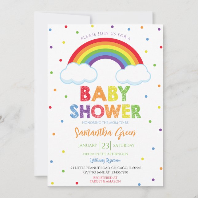  Oh Baby Rainbow Baby Shower Invitation (Front)