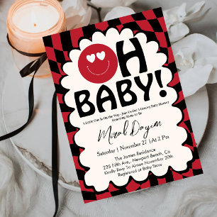 Oh Baby! Retro Groovy Happy Face Baby Shower  Invitation