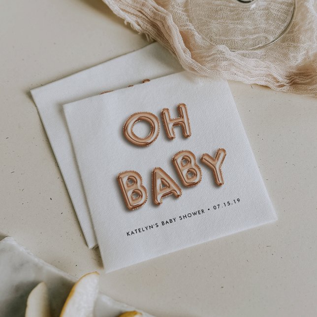 Oh Baby | Rose Gold Baby Shower Napkin (Creator Uploaded)