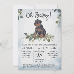 Oh Baby! Rottweiler Puppy Dog Baby Shower  Invitation