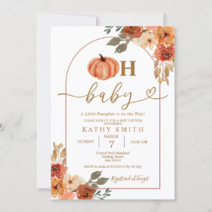 Oh Baby Rustic Boho Floral Pumpkin Baby Shower Invitation
