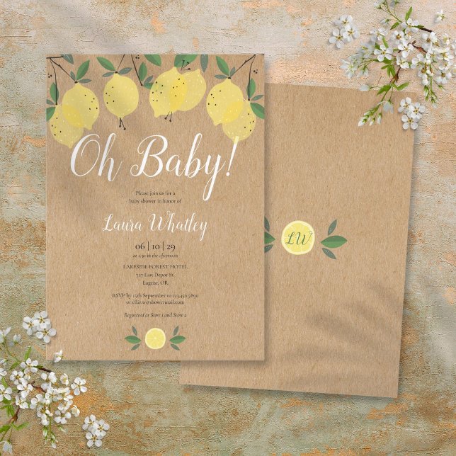 Oh Baby Rustic Boho Lemons Baby Shower Invitation (Oh Baby Rustic Boho Lemons Baby Shower Invitation)
