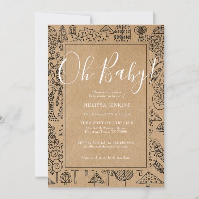 Oh Baby Rustic Country Trees Baby Shower Invitation (Front)