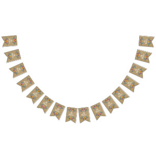 Oh Baby! Rustic Kraft Floral Wreath Baby Shower Bunting