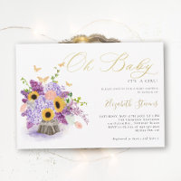 Oh Baby Rustic Sunflowers Butterflies Baby Shower