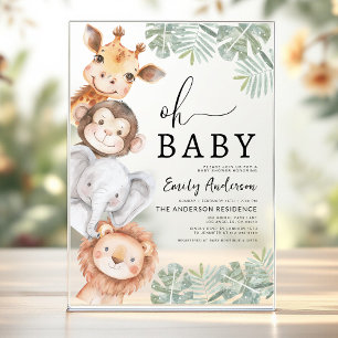 Oh Baby Safari Animal Boy's Baby Shower Acrylic Invitations