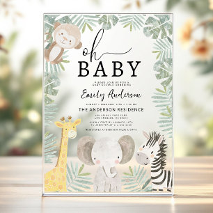 Oh Baby Safari Animal Boy's Baby Shower Acrylic Invitations