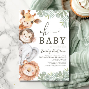 Oh Baby Safari Animal Boy's Baby Shower Invitation