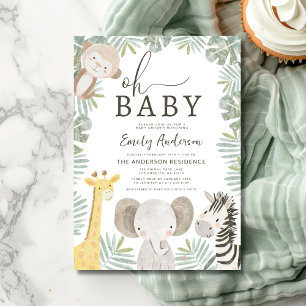 Oh Baby Safari Animal Boy's Baby Shower Invitation