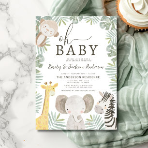 Oh Baby Safari Animal Boy's Couples Baby Shower Invitation