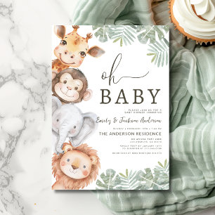 Oh Baby Safari Animal Couples Baby Shower Invitation