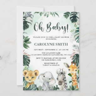 Oh Baby Safari Animals Baby Shower Invitation